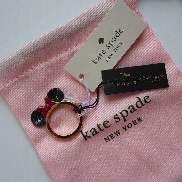 New Disney x Kate Spade Minnie Mouse Ring Goldtone With Dust Bag Novelty 7 - Picture 3 of 8